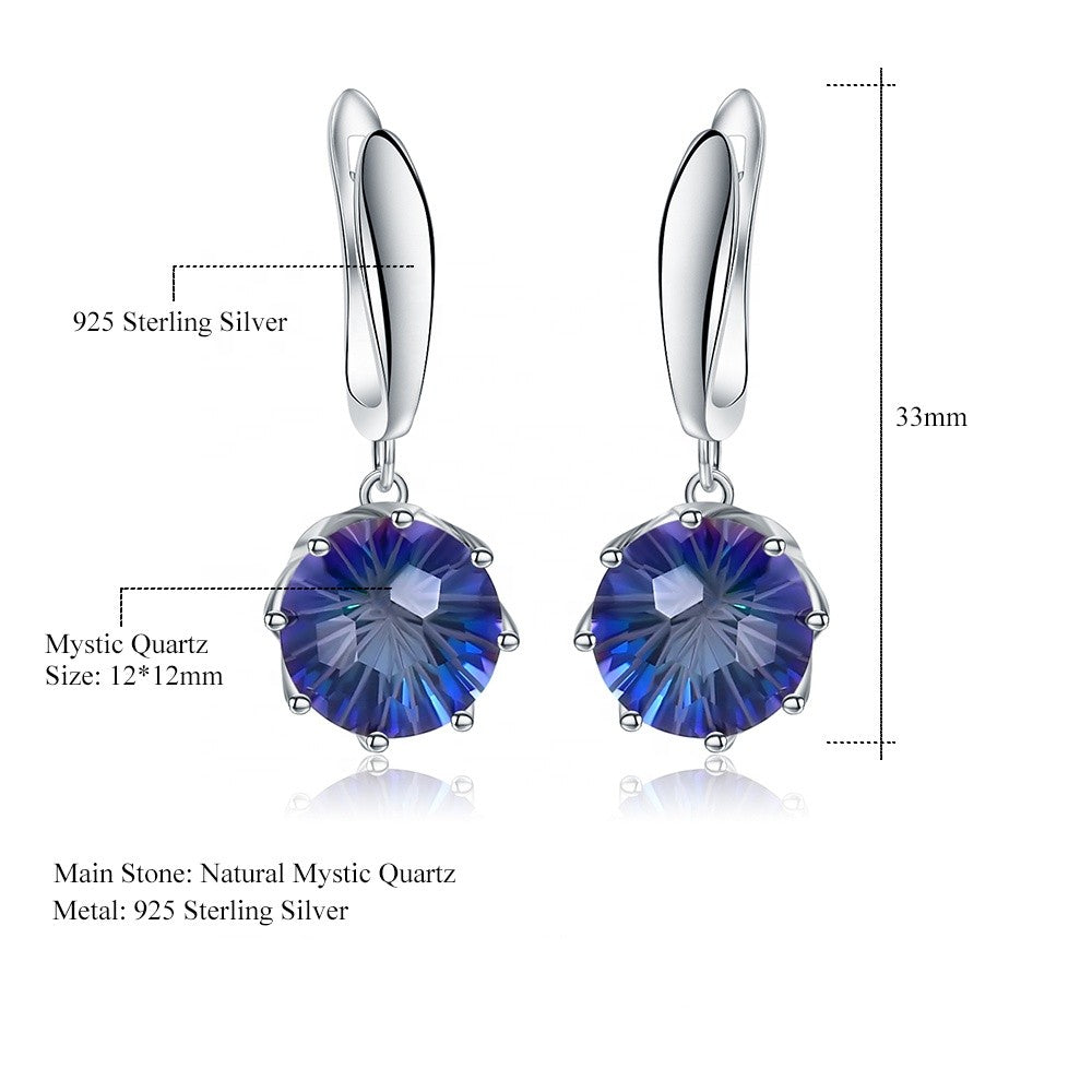 Mystic Quartz 12mm Round Brilliant Drop Earrings