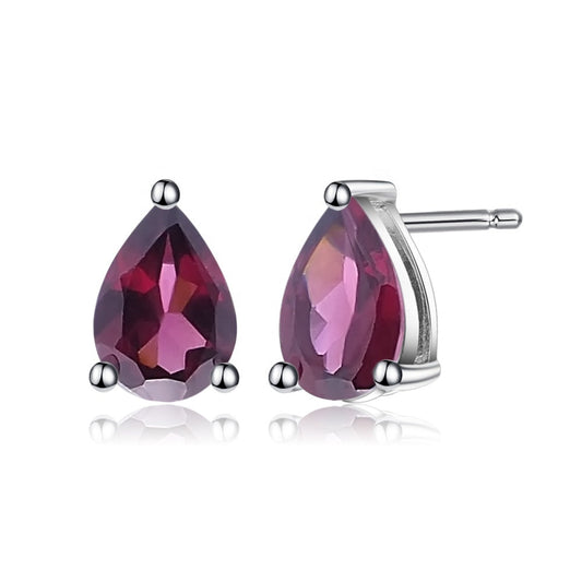 Rhodolite Garnet 0.53ct Pear-Cut Solitaire Stud Earrings