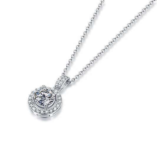 Privé Halo 1.00ct Moissanite Pendant Set in Sterling Silver