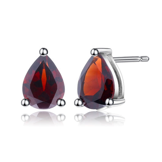 Garnet 1.37ct Pear-Cut Solitaire Stud Earrings