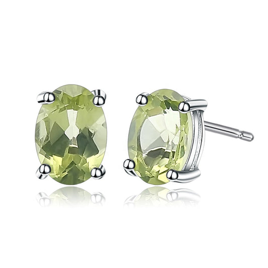 Peridot 0.86ct Oval-Cut Solitaire Stud Earrings