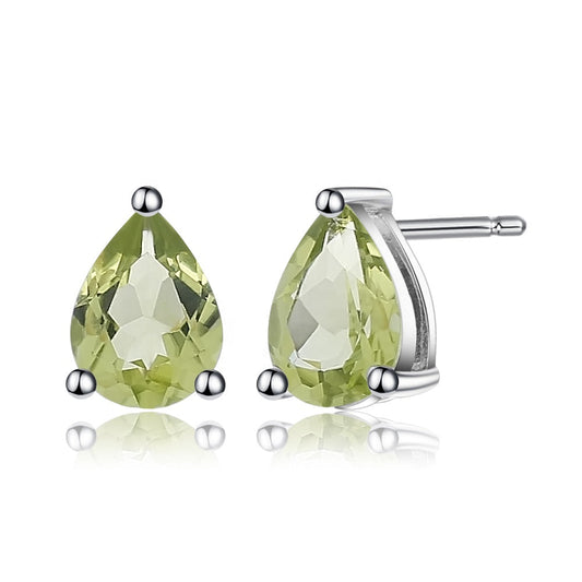Peridot 1.21ct Pear-Cut Solitaire Stud Earrings