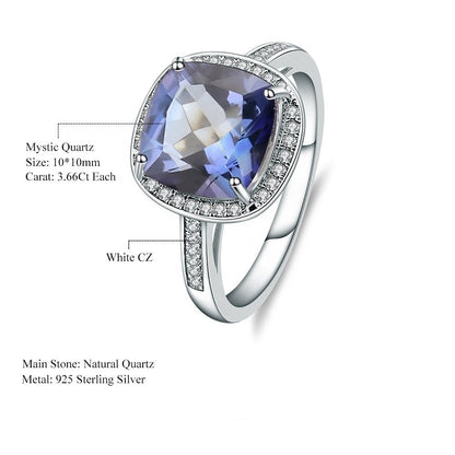 Elevé Halo Mystic Quartz Ring - Cushion Cut