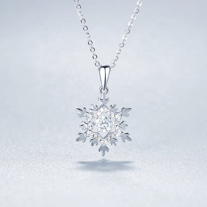 Snowflake Dancing Moissanite Pendant Set in Sterling Silver