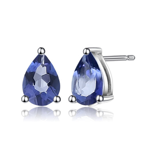 Mystic Quartz 0.43ct Pear-Cut Solitaire Stud Earrings