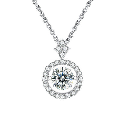 Heritage Halo Dancing Moissanite Pendant Set in Sterling Silver