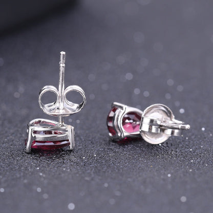 Rhodolite Garnet 0.53ct Pear-Cut Solitaire Stud Earrings