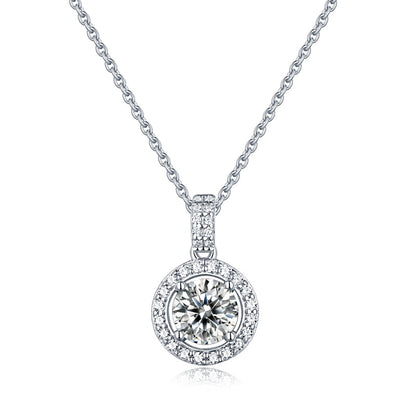 Privé Halo 1.00ct Moissanite Pendant Set in Sterling Silver