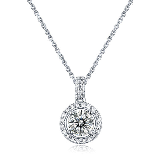 Privé Halo 1.00ct Moissanite Pendant Set in Sterling Silver