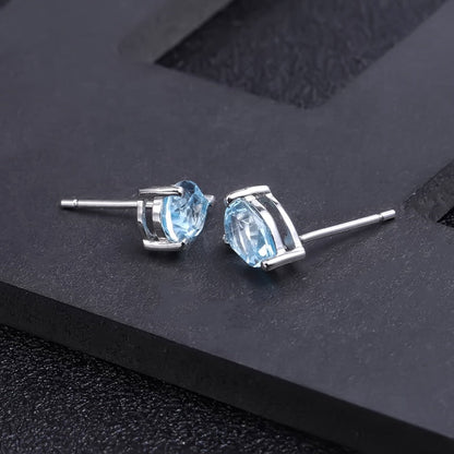 Blue Topaz 0.84ct Pear-Cut Solitaire Stud Earrings