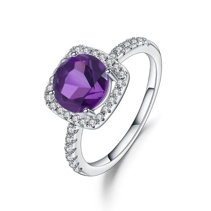 Heritage Amethyst Halo Ring - Round Brilliant Cut
