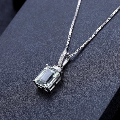 Green Amethyst 2.05ct Emerald Cut Pendant Necklace
