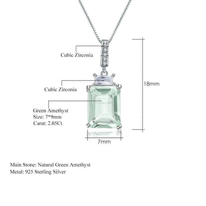 Green Amethyst 2.05ct Emerald Cut Pendant Necklace