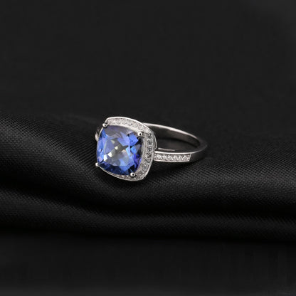 Elevé Halo Mystic Quartz Ring - Cushion Cut