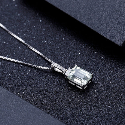 Green Amethyst 2.05ct Emerald Cut Pendant Necklace