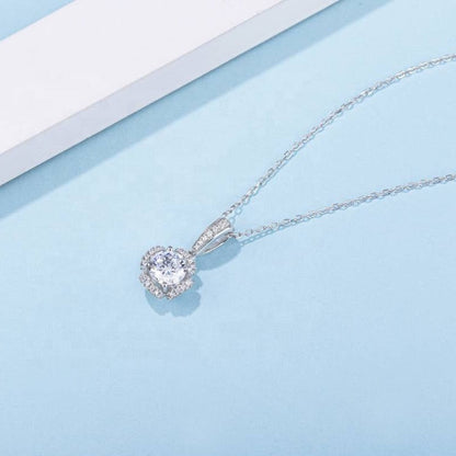 Halo 1.00ct Moissanite Pendant Set in Sterling Silver