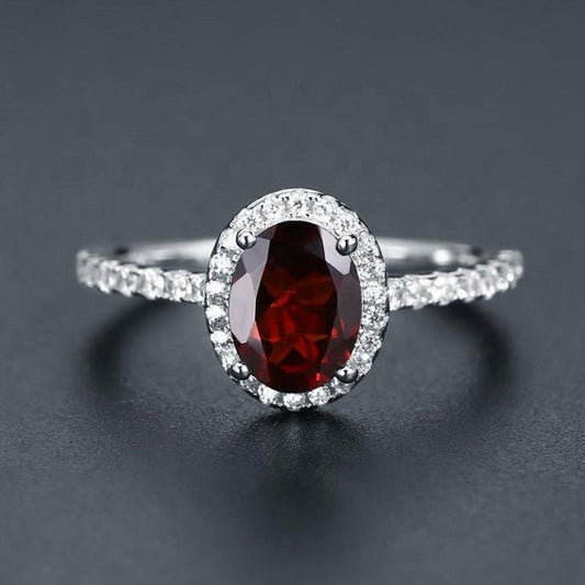 Heritage Garnet Halo Ring - Oval Cut