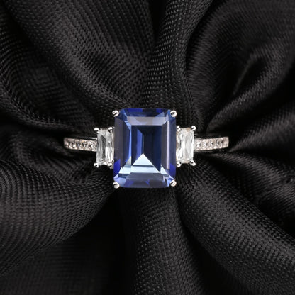 Trinity Mystic Quartz Ring - Emerald Cut