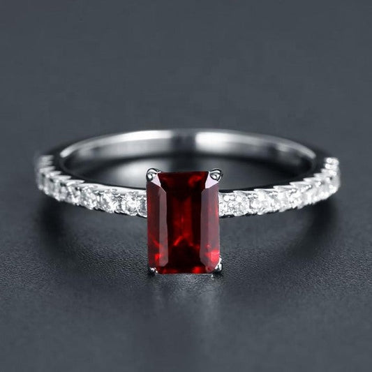Privé Garnet Ring - Emerald Cut