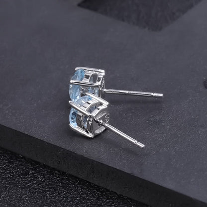 Blue Topaz 1.05ct Round Brilliant Stud Earrings