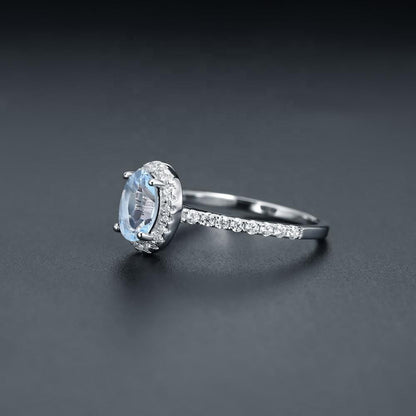 Heritage Blue Topaz Halo Ring - Oval Cut