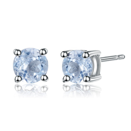 Blue Topaz 1.05ct Round Brilliant Stud Earrings