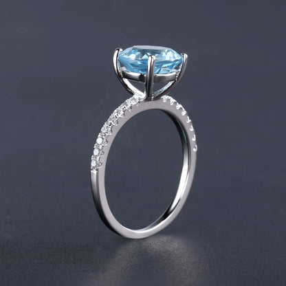 Privé Blue Topaz Ring - Round Brilliant Cut