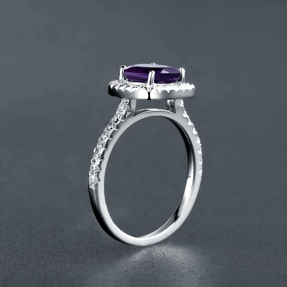 Heritage Amethyst Halo Ring - Round Brilliant Cut