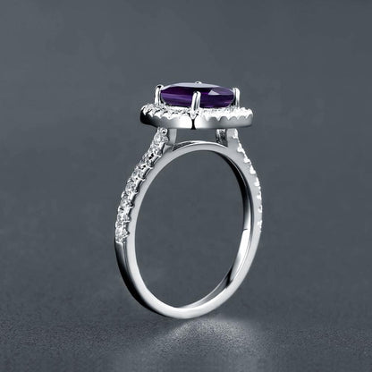Heritage Amethyst Halo Ring - Round Brilliant Cut