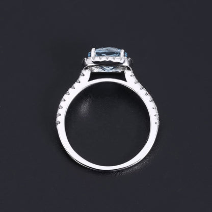 Heritage Blue Topaz Halo Ring - Round Brilliant Cut