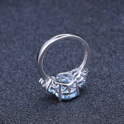5 Stone Blue Topaz Ring - Oval Cut
