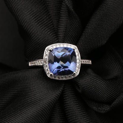 Elevé Halo Mystic Quartz Ring - Cushion Cut