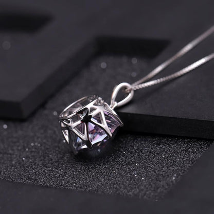 Mystic Quartz 9.64ct Round Brilliant Pendant Necklace
