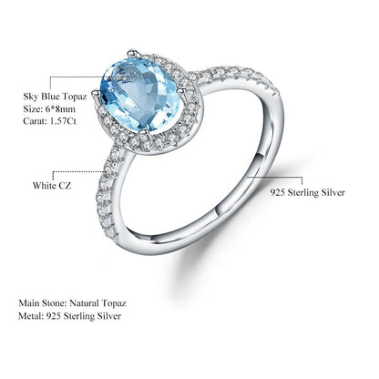 Heritage Blue Topaz Halo Ring - Oval Cut