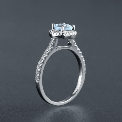 Heritage Blue Topaz Halo Ring - Oval Cut