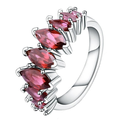 Garnet Half Eternity Band - Marquise Cut