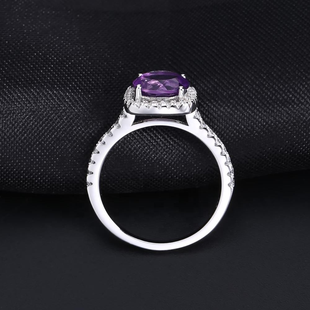 Heritage Amethyst Halo Ring - Round Brilliant Cut