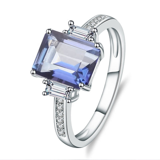 Trinity Mystic Quartz Ring - Emerald Cut