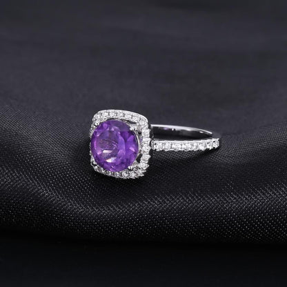 Heritage Amethyst Halo Ring - Round Brilliant Cut