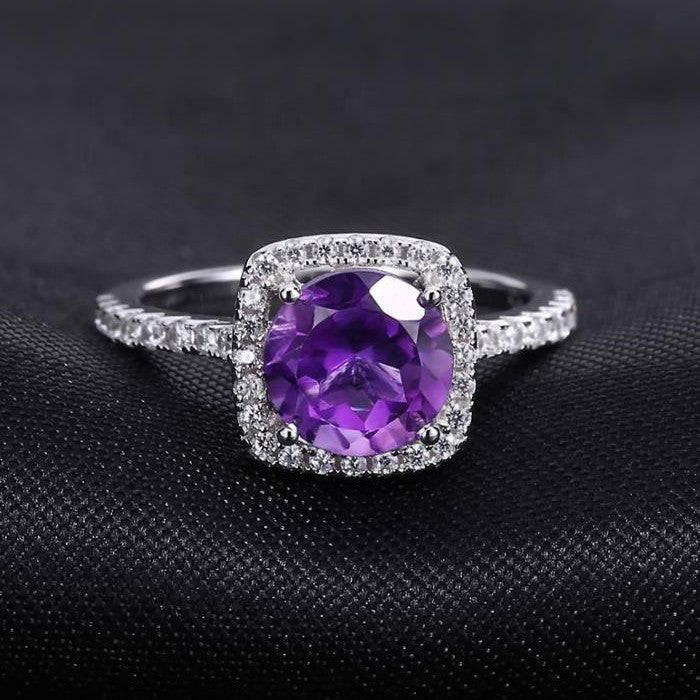 Heritage Amethyst Halo Ring - Round Brilliant Cut