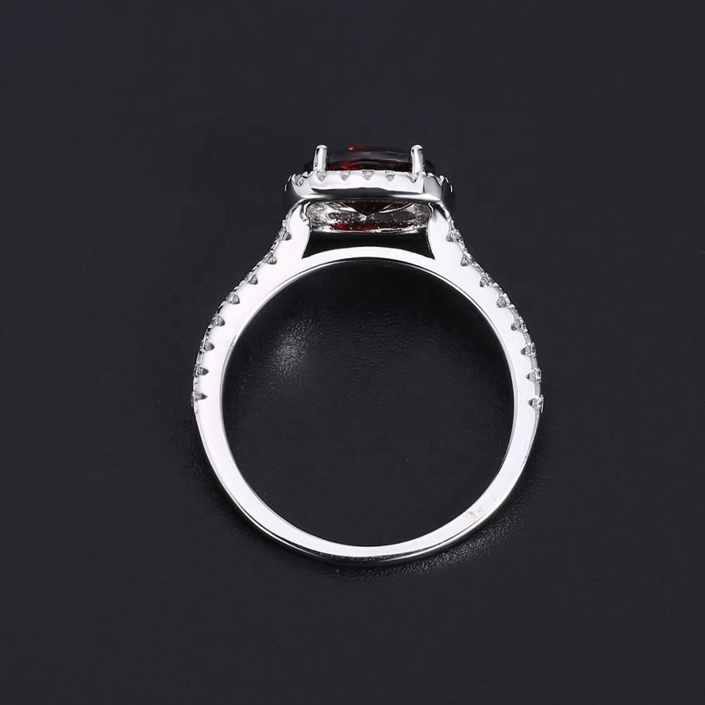 Heritage Garnet Halo Ring - Round Brilliant
