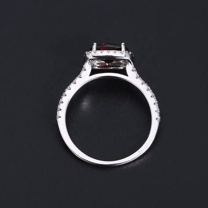 Heritage Garnet Halo Ring - Round Brilliant