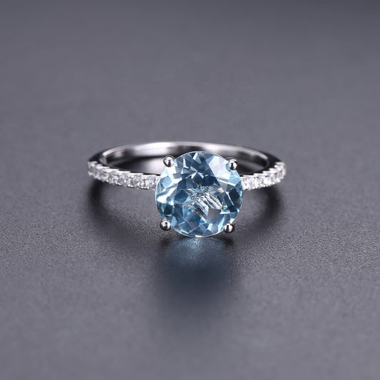 Privé Blue Topaz Ring - Round Brilliant Cut