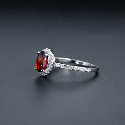 Heritage Garnet Halo Ring - Oval Cut