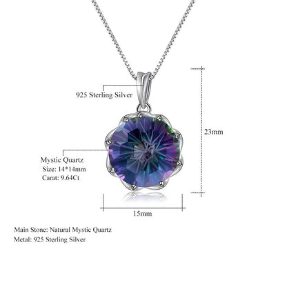 Mystic Quartz 9.64ct Round Brilliant Pendant Necklace