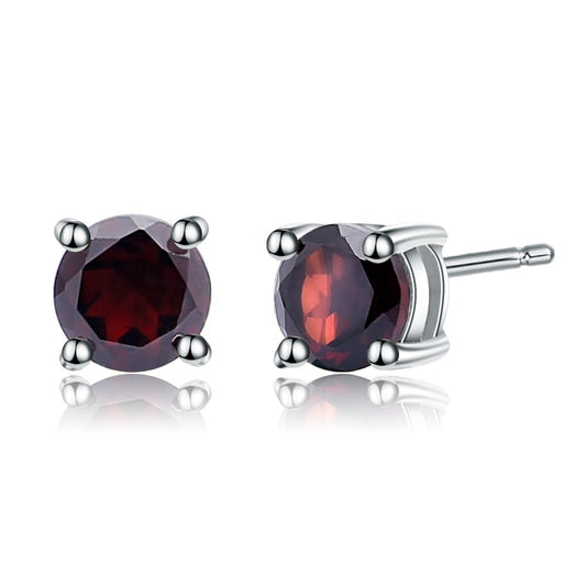 Garnet 0.64ct Round Brilliant 4-Claw Stud Earrings