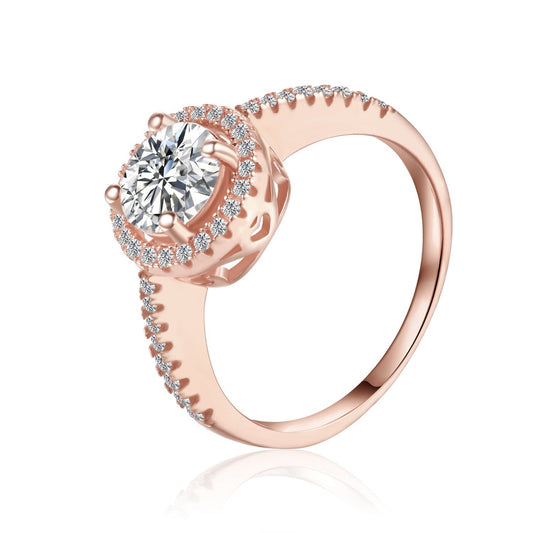 Halo Éternel 1.00ct Moissanite Engagement Ring Set in 9ct Rose Gold