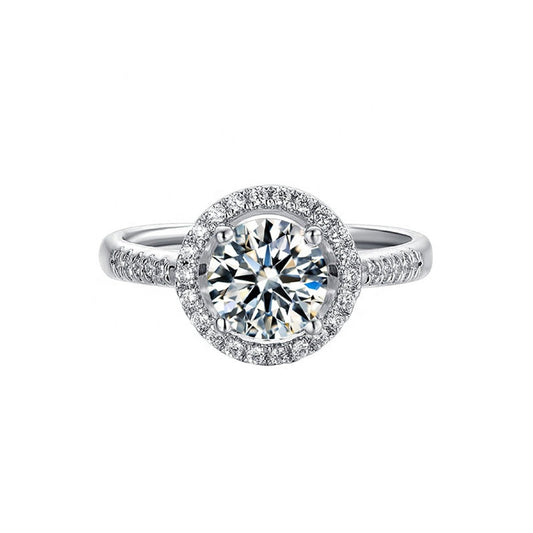 Halo Éternel 1.00ct Moissanite Engagement Ring Set in 9ct White Gold
