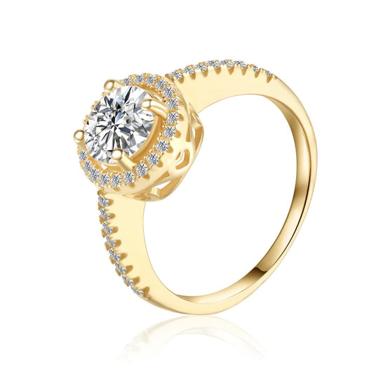 Halo Éternel 1.00ct Moissanite Engagement Ring Set in 9ct Yellow Gold