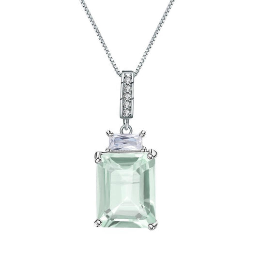 Green Amethyst 2.05ct Emerald Cut Pendant Necklace